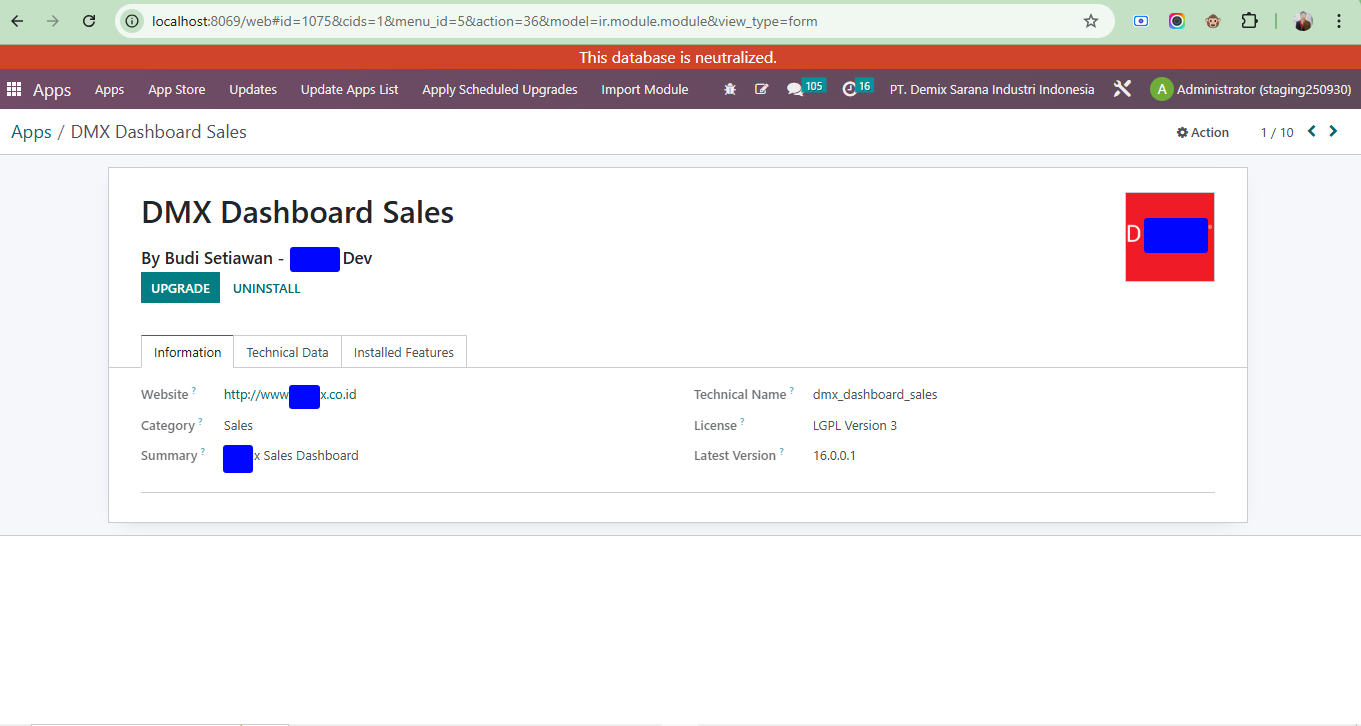 Dashboard Sales screenshot