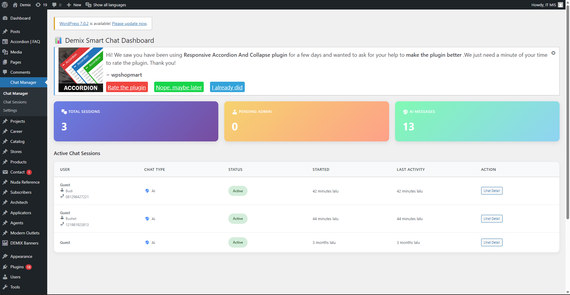AI Automation: Custom Chatbot Wordpress screenshot