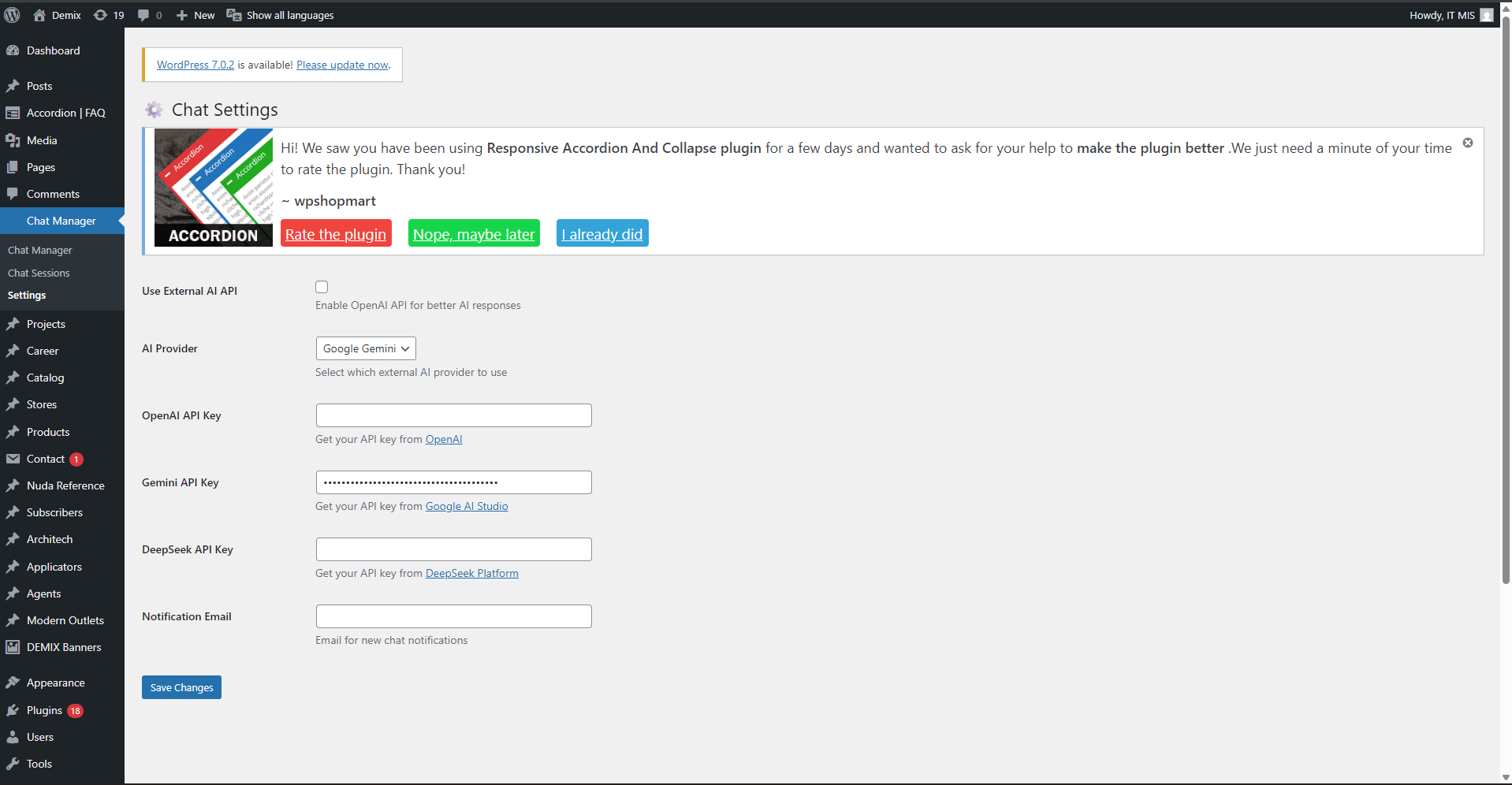 AI Automation: Custom Chatbot Wordpress screenshot