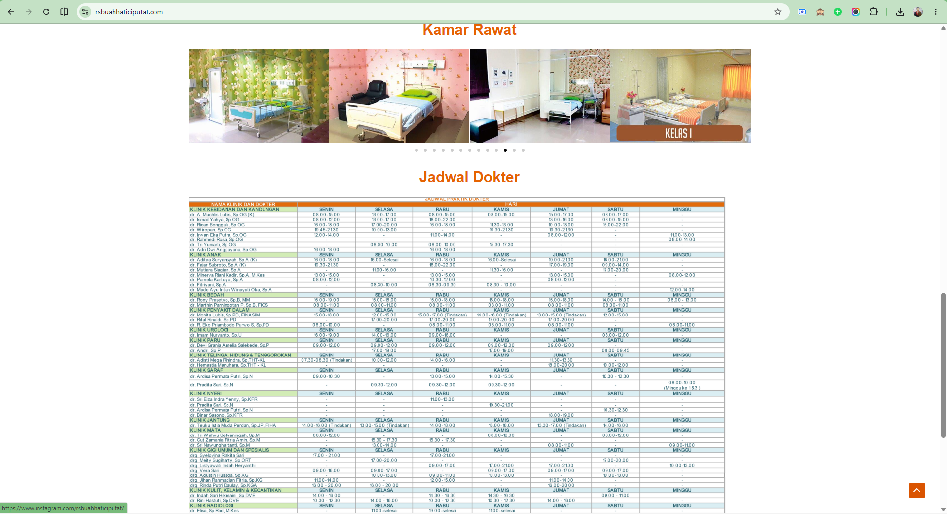 Website RS Buah Hati Ciputat screenshot